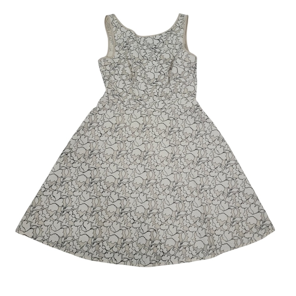 Betsey Johnson 4 Fit and Flare Dress Womens Cream Black Floral‎ Lace 4F168